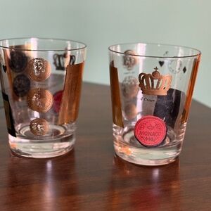 Crown and Coin Design Glass Tumblers - Gold and Black